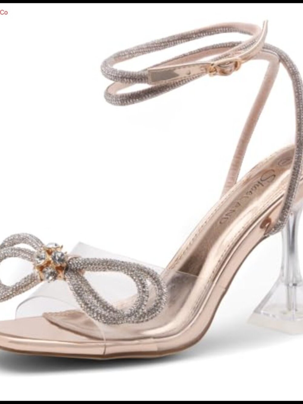 Rhinestone Bow Heeled Sandals Square Open Toe Stiletto Ankle Strap Formal